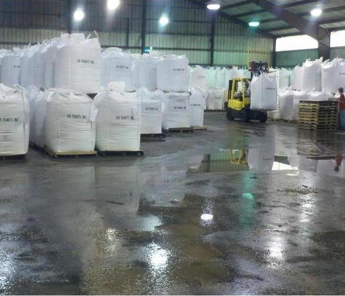Commercial water damage in Dallas warehouse 