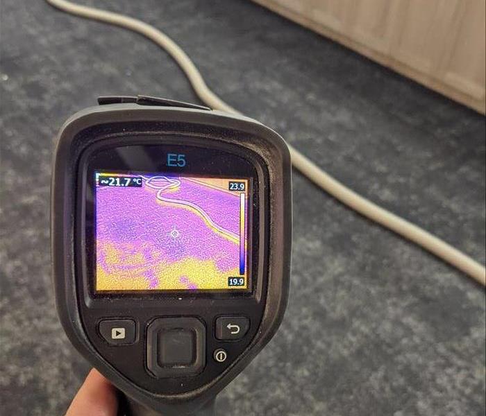 Thermal camera picture of wet carpet
